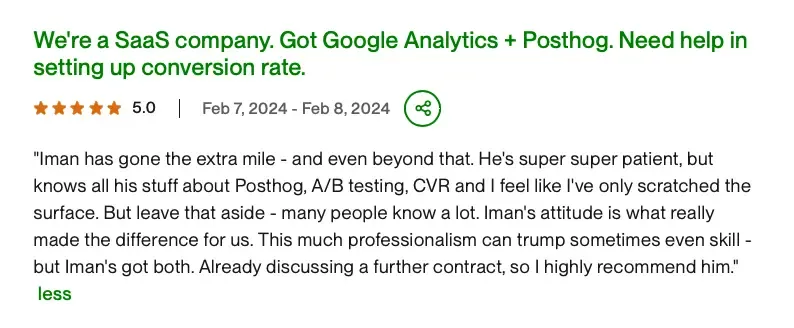 Client review: SaaS Google Analytics and PostHog setup